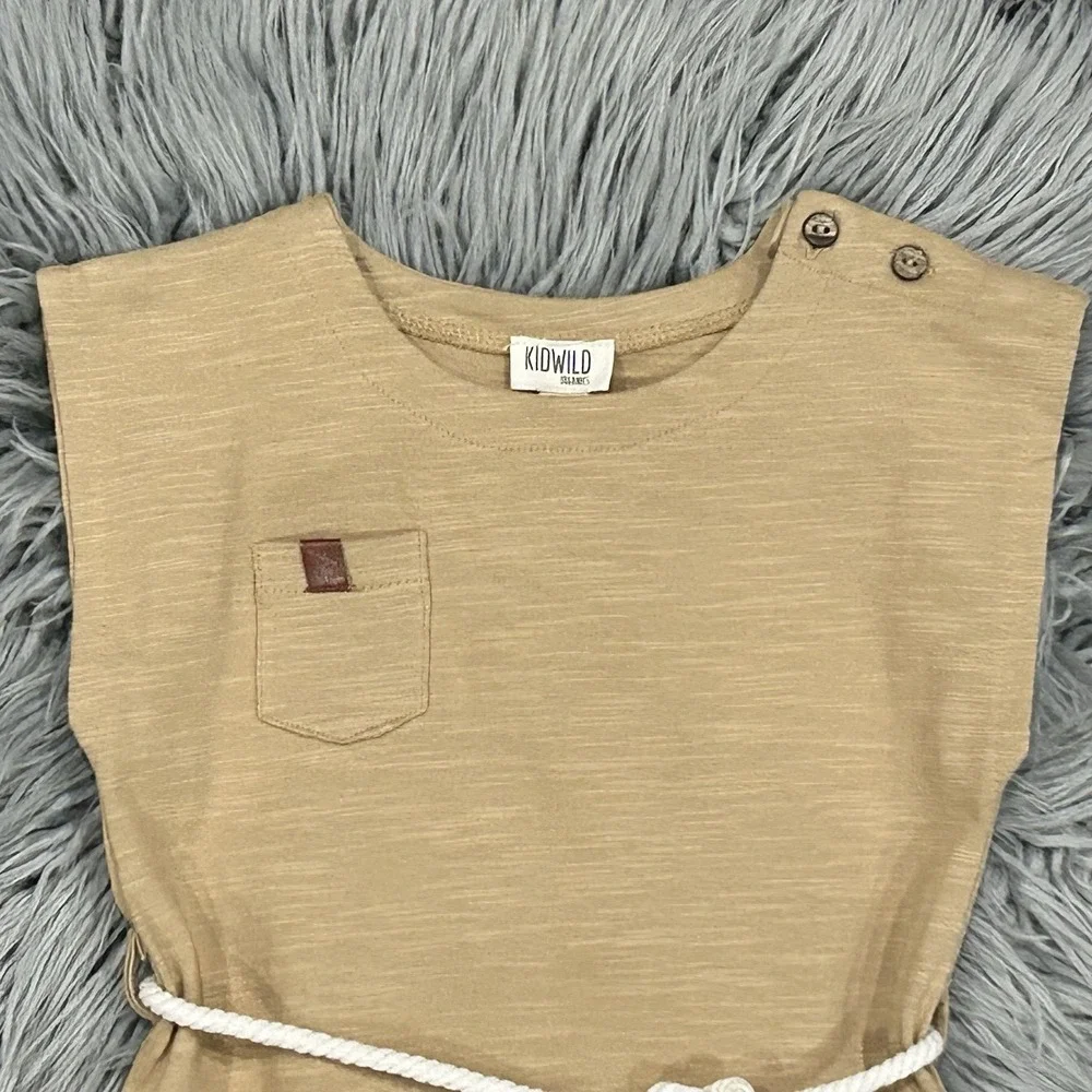 KIDWILD Organics Baby Girls Fawn Brown Organics Field Dress Size 12-18 Month NEW